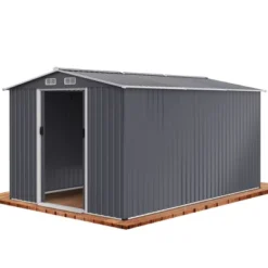 Outdoor Storage Shed 8 X 12FTLarge Metal Tool Sheds, Heavy Duty Storage House With Sliding Doors With Air Vent To Store Bikes, Tools,Grey -House Furnish World GUEST 16d40b2e 0263 4c49 b688 eb0bf16c8cd4
