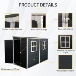 4x8ft Outdoor Storage Shed With Floor Resin Shed With Two-Window, Waterproof ,Lockable Doors For Patio,Yard,Lawn ---Black -House Furnish World GUEST 17133c60 9b06 4ab0 81d8 04be1e4035b5