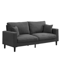 74" High Resilience Three Seater Sofa, Wooden Frame 3 Seat Sofa, Comfy,Modern Polyester Sofa,Living Room Bedroom Apartment,Dark Gray -House Furnish World GUEST 19de62a7 8923 4201 87e4 ddfa25daa307