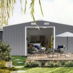 10*12ft 0.25mm Color Steel Plate, Surface Protective Film,Two Daylight Windows, Two Colors Can Be Freely Selected Storage Sheds -House Furnish World GUEST 1ce380fd bf2b 403a 840b d296b71e7f8f