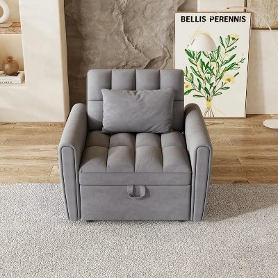 38.2inch Foldable Large-size Sofa Bed, Modern Polyester Single Sofa, Sofa Bed With Adjustable Backrest, 3 Positions And Pillows, Suitable 11 38.2inch Foldable Large-size Sofa Bed, Modern Polyester Single Sofa, Sofa Bed With Adjustable Backrest, 3 Positions And Pillows, Suitable - Image 11