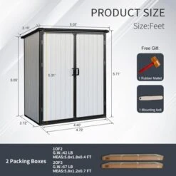 5x3FT Outdoor Storage Shed Waterproof Resin Cabinet With Lockable Doors For Bikes And Patio Furniture -House Furnish World GUEST 1d68319d 4630 43a1 89aa ceef0cafceb0