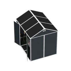 8*7ft Outdoor Storage Shed, Outdoor Resin Shed With Two-Window And Double-Door, Plastic Shed With Floor For Garden, Patio, Yard, Lawn (Dark Gray) -House Furnish World GUEST 1f52fd36 3a5d 4b28 8fc8 7bc7258d4b07