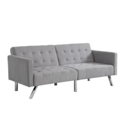 Sofa Bed Convertible Folding Light Gray Lounge Couch Loveseat Sleeper Sofa Armrests Living Room Bedroom Apartment Reading Room -House Furnish World GUEST 1f6778f5 45c6 4e69 81b3 f12d602700bf