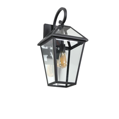 21"(H) 1-Pack Outdoor Wall Lantern Light ¨C Modern Black Metal & Clear Glass Sconce For Porch, Patio, And Garden Lighting (Bulb Not Included) 1 21"(H) 1-Pack Outdoor Wall Lantern Light ¨C Modern Black Metal & Clear Glass Sconce For Porch, Patio, And Garden Lighting (Bulb Not Included)