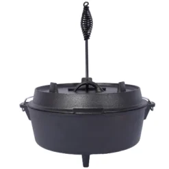 Pre-Seasoned Cast Iron Dutch Oven With Skillet Lid, Outdoor Camping Deep Pot For Camping Fireplace Cooking BBQ Baking Campfire, Leg Base,6 Quart -House Furnish World GUEST 1fbd2d2f 5424 4512 a230 fefc07c8c6c9