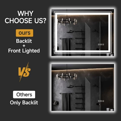 40x24 Inch Frameless LED Bathroom Mirror,Smart Mirror 3 40x24 Inch Frameless LED Bathroom Mirror,Smart Mirror - Image 3