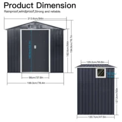Metal Garden Sheds 7ftx4.3ft Outdoor Storage Sheds Coal Grey With Window -House Furnish World GUEST 2007adea 4d2f 41aa bcd2 060800e9ea25