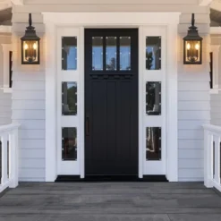 23"(H) 1-Pack Outdoor Wall Lantern Light ¨C Vintage Black Metal Sconce With Clear Seeded Glass For Porch, Patio, And Garden (Bulb Not Included) -House Furnish World GUEST 239e13a4 6f32 4da7 9bf5 59eeed99b46f 1