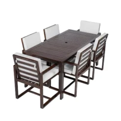Patio Dining Set Outdoor Dining Table And Chair Set With And Removable Cushions For Patio, Backyard, Garden, Dark Brown -House Furnish World GUEST 24aa6630 a0fe 47c6 a94f 0636c8d7d65c