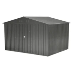 10X8 FT Outdoor Storage Shed, All Weather Metal Sheds With Lockable Doors, Tool Shed For Garden, Patio, Backyard, Lawn, Black -House Furnish World GUEST 25cb4fbc 983e 4037 9322 dd70404de6d0