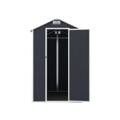 4*8ft Resin Storage Shed, High Quality Pp Material, Strong Structure, Waterproof, Rust And UV Proof, Large Storage Space,HD Window Lighting Dark Gray -House Furnish World GUEST 25dcb0a5 1b77 4469 a936 24874e2a5c6e
