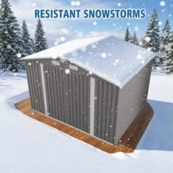 10 X 8 FT Outdoor Storage Shed,Lockable Door And Air Vent, Clear Window Garden Tool Shed For Bicycles,Backyards, Patios, Lawns,Gray -House Furnish World GUEST 262a0c4e 0009 47f2 9964 9eb630acba0e