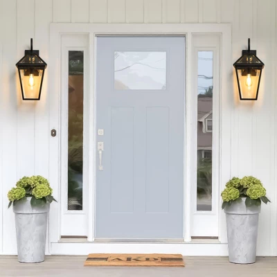 Soscooter 21"-2-Pack Outdoor Wall Lantern Light ¨C Modern Black Metal & Clear Glass Sconce For Porch, Patio, And Garden Lighting (Bulb Not Included) 10 Soscooter 21"-2-Pack Outdoor Wall Lantern Light ¨C Modern Black Metal & Clear Glass Sconce For Porch, Patio, And Garden Lighting (Bulb Not Included) - Image 10