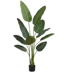 Artificial Plant, 60" Tall, Bird Of Paradise Tree, Indoor, Faux, Fake, Floor, Greenery, Potted, Decorative, Green Leaves, Black Pot