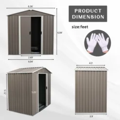 6ft X 5ft Outdoor Metal Storage Shed Gray -House Furnish World GUEST 2699ea7d f6de 418a 9128 35657028f56f