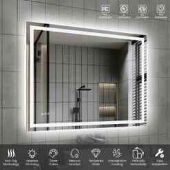 48in*36in LED Bathroom Mirror,Front-Lit And Back-Lit, Stepless Dimmable, 3 Colors CRI90+, Brightness Memory,Shatter-Proof,Anti-fog LED Vanity Mirror -House Furnish World GUEST 27fcb8fb f191 47c1 873c 174b21579b10