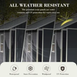 8*8ft Resin Storage Shed, High Quality Pp Material, Strong Structure, Waterproof, Rust And UV Proof, Large Storage Space,12mm Thick Pp Board,Dark Gray -House Furnish World GUEST 285f1b15 7010 416c 9eae 44584d07c7ca