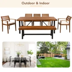 GO Outdoor Wood Dining Set For 7-8 Person, Outdoor Dining Furniture With Removable Cushions, Ergonomic Chairs And Bench, Thicker Table, Nature -House Furnish World GUEST 291f0bb4 a8ff 4410 ae74 dadc09a2bff5