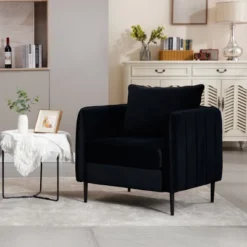 Accent Chair For Living Room, Polyester Comfy Single Sofa Chair Mid-Century Modern Armchair With 1 Pillow And Metal Legs For Bedroom Office Reading -House Furnish World GUEST 2a7951c6 94d1 4e2d a90b ffff8a3e6ffa