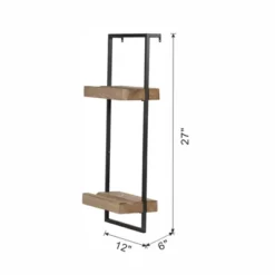 12x6x27" Iron And Wood Wall Shelf With Two Shelves 10 12x6x27" Iron And Wood Wall Shelf With Two Shelves -House Furnish World GUEST 2ae338c0 e3f0 4ae5 938e 1582cb956ff9