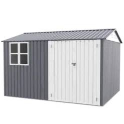 8X10FT Outdoor Storage Shed With Thickened Galvanized Steel,with Sloped Roof & Double Lockable Door,with 6 Vents, For Backyard Garden Bike,Lawnmower -House Furnish World GUEST 2b3e31ed 8ad9 4156 ac15 6cdae47c1c48