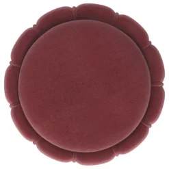 1pc Round Upholstered Ottoman Pouf Berry Velvety Soft Upholstery Vertical Ribbing Hourglass Silhouette Wide Metal Band Footrest Seat Makeshift Table -House Furnish World GUEST 2b733931 0fd8 4628 a2df ff82a52c6970