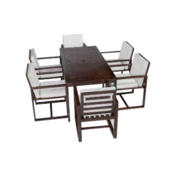 Patio Dining Set Outdoor Dining Table And Chair Set With And Removable Cushions For Patio, Backyard, Garden, Dark Brown -House Furnish World GUEST 2c562da0 6d7b 4feb b5e9 60fcca065a2b