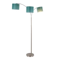 Willow Trio 84" Contemporary Metal Floor Lamp In Brushed Nickel And Turquoise Linen From Grandview Gallery By LumiSource -House Furnish World GUEST 30da358e 13fc 43d3 b4c7 eae149acb58b