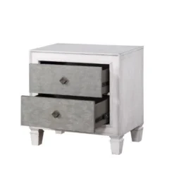 Katia Rustic Gray & Weathered White Finish Night Stand -House Furnish World GUEST 33f077ae b467 4c2a a1ac 5219eabb1d31
