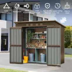 Outdoor Storage Shed 6x4 FT, Metal Tool Sheds Storage House With Lockable Double Door, Large Bike Shed Waterproof For Garden, Backyard, Lawn 10 Outdoor Storage Shed 6x4 FT, Metal Tool Sheds Storage House With Lockable Double Door, Large Bike Shed Waterproof For Garden, Backyard, Lawn -House Furnish World GUEST 34642b12 561f 4ec4 9a0d 55b30bcf389e