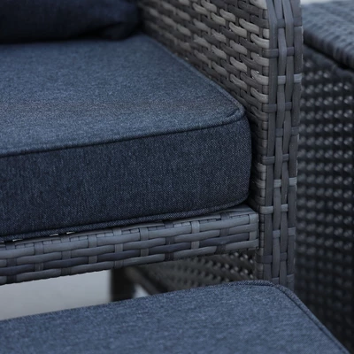 5 Pieces Wicker Patio Furniture Set Outdoor Patio Chairs With Ottomans Conversation Furniture With Coffetable For Poolside Garden Balcony 9 5 Pieces Wicker Patio Furniture Set Outdoor Patio Chairs With Ottomans Conversation Furniture With Coffetable For Poolside Garden Balcony - Image 9