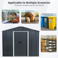 8ft X 10ft Outdoor Metal Storage Shed With Meatl Foundation,Black 15 8ft X 10ft Outdoor Metal Storage Shed With Meatl Foundation,Black -House Furnish World GUEST 34e1bafe 4c55 4674 aa0b 345c297187b0