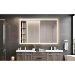 60x40 Inch Oversized LED Bathroom Mirror Wall Mounted Mirror With 3 Color Modes Aluminum Frame Large Wall Mirror For Bathroom -House Furnish World GUEST 35943198 baab 46ea b479 4207eff1a960