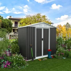 Outdoor Storage Sheds 6FTx4FT Apex Roof Grey -House Furnish World GUEST 36b09717 79c3 4fbe 9ec5 47333a1aa07b