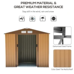 Outsunny 7' X 4' Outdoor Storage Shed, Garden Tool House With Foundation, 4 Vents And 2 Easy Sliding Doors For Backyard, Patio, Garage, Lawn, Yellow -House Furnish World GUEST 3826f851 4cdf 4c9c 825a e67b0c7f4333