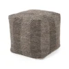 Barracuda Handcrafted Cotton Pouf, Brown And Beige