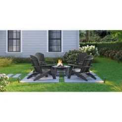 Black Adirondack Chair ¨C Sturdy HDPE Poly Lumber For Poolside, Patio, And Garden Relaxation -House Furnish World GUEST 3a0faffb f918 47aa 8a01 9338851ab714