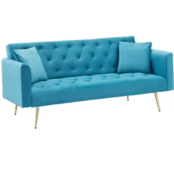71 Inch Convertible Love Seat Sofa, American Retro, Light Blue Polyester, Suitable For Small Living Room, Bedroom, Office -House Furnish World GUEST 3abe4d68 f579 4aef 9c1f 4375a5c5025b