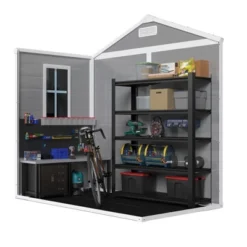 6x6 FT Outdoor Resin Storage Shed , Waterproof,with Floor & Window & Lockable Doors And Vents, Tool Shed For Bike,Garden,All Weather Use, Light Grey -House Furnish World GUEST 3ac538bf 3402 447d b425 348a0d968864