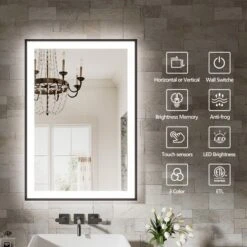 40x30 Inch Frameless LED Bathroom Mirror,Smart Mirror 8 40x30 Inch Frameless LED Bathroom Mirror,Smart Mirror -House Furnish World GUEST 3c9df743 580d 4581 920d fb3b6a8dc52e 1