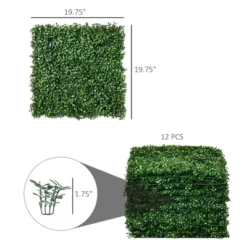 12 PCS 20" X 20" Artificial Boxwood Panels Topiary Wall Greenery Backdrop, Privacy Hedge Screen UV Protected 4Layer Roll Grass Panel Fence Decor -House Furnish World GUEST 3ce93fb9 7202 40d3 9459 6651147d389e