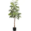 Artificial Plant, 52" Tall, Rubber Tree, Indoor, Faux, Fake, Floor, Greenery, Potted, Real Touch, Decorative, Green Leaves, Black Pot