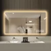 48*32 Inch Bathroom Mirror With Led Lights , Anti-Fog Lighted Vanity Mirrors For Wall Mounted, 3 Colors And 5 Level Dimmable, Horizontal/Vertical