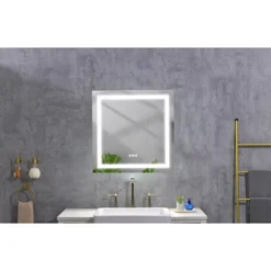36inx 36inLED Bathroom Mirror With Front And Backlight, Wall Mounted Vanity Mirror, Anti-Fog, Memory, 3 Colors, Stepless Dimmable -House Furnish World GUEST 3d7d4cbf 1b91 466b 9381 20fef32451c6