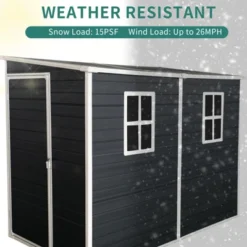 8x4ft Outdoor Resin Garden Shed With Floor And 2 Windows,Patio Outdoor Storage Shed With Lockable Door For Garden Tools, Bicycles, Trash Cans, Black 12 8x4ft Outdoor Resin Garden Shed With Floor And 2 Windows,Patio Outdoor Storage Shed With Lockable Door For Garden Tools, Bicycles, Trash Cans, Black -House Furnish World GUEST 3f3dc51f 1604 4c1c 9421 585c98628c52
