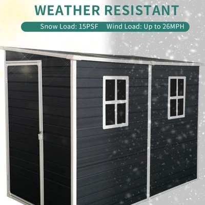 8x4ft Outdoor Resin Garden Shed With Floor And 2 Windows,Patio Outdoor Storage Shed With Lockable Door For Garden Tools, Bicycles, Trash Cans, Black 4 8x4ft Outdoor Resin Garden Shed With Floor And 2 Windows,Patio Outdoor Storage Shed With Lockable Door For Garden Tools, Bicycles, Trash Cans, Black - Image 4