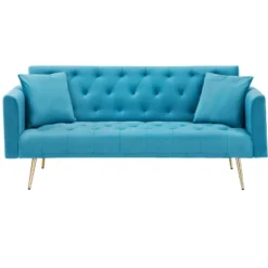 71 Inch Convertible Love Seat Sofa, American Retro, Light Blue Polyester, Suitable For Small Living Room, Bedroom, Office -House Furnish World GUEST 3fd142df 2ac0 4650 b9be d82ada739821