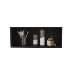 Wall Cabinet 12" H, 1 Spacious Shelf, Black -House Furnish World GUEST 419b22d3 c4a9 4b1b 9a9b 0e6de38df0f8