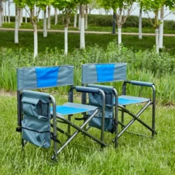 2-piece Padded Folding Outdoor Chair With Storage Pockets,Lightweight Oversized Directors Chair For Outdoor Camping, Picnics And Fishing -House Furnish World GUEST 425609b7 ec6d 4f19 a03e 60727de32aaa